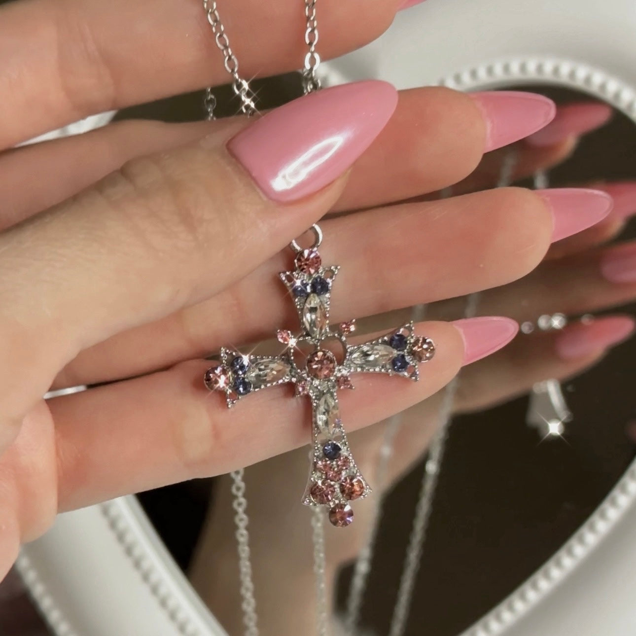 Pink Cross Necklace