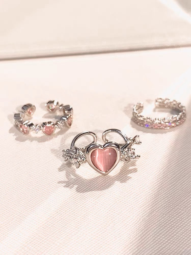 Candy Heart Trio Rings